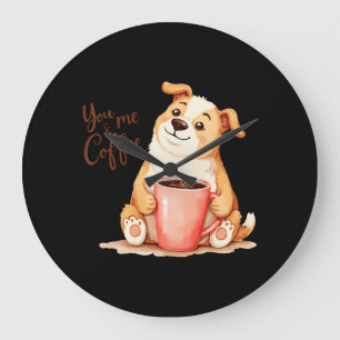 Relógio Grande Café Você e eu - Corgi Bonito e Cozy Breve
