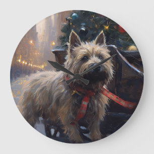 Relógio Grande Cairn Terrier Christmas Fesason Season