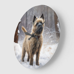 Relógio Grande Cairn Terrier Deixe Nevar Natal
