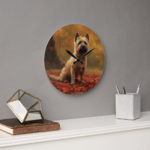 Relógio Grande Cairn Terrier nas Folhas de Outono Caem Inspiração