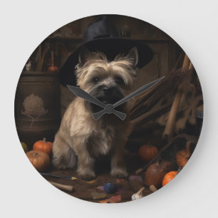 Relógio Grande Cairn Terrier Pumpkins Halloween Scary