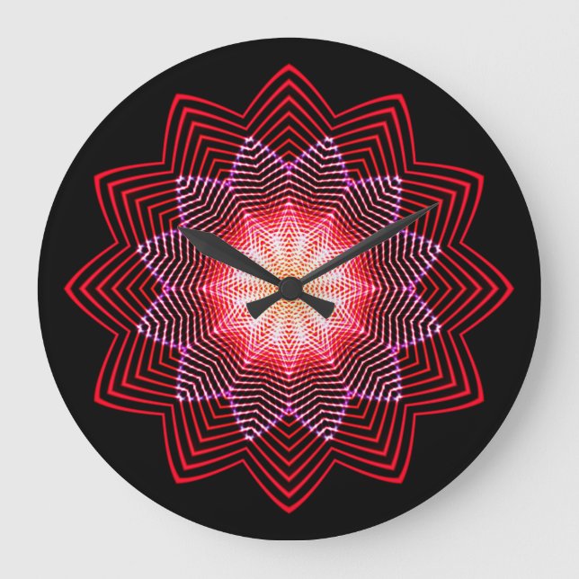 Relógio Grande Caleidoscópio Art 36 Wall Clocks e opções numérica (Frente)