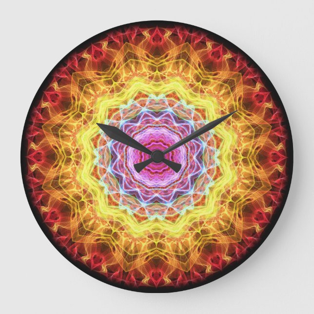 Relógio Grande Caleidoscópio de paixão rosa (Frente)