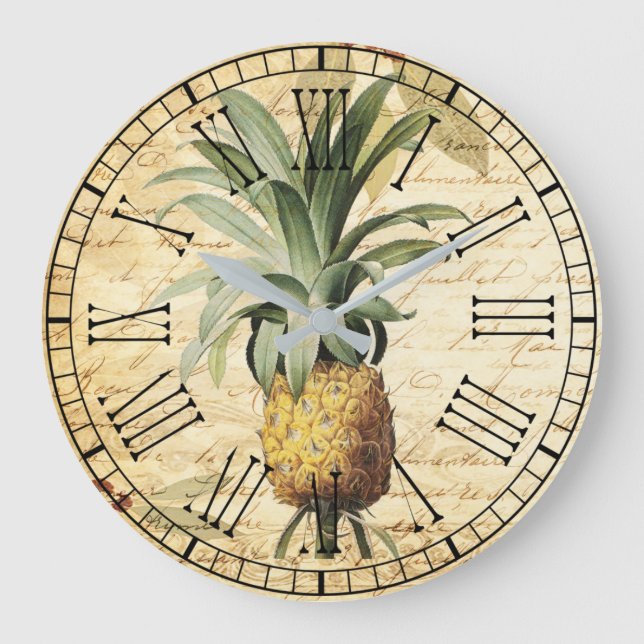 Relógio Grande Caligrafia da arte de Pineapple (Frente)