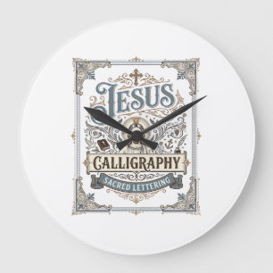 Relógio Grande Caligrafia de Jesus Letra Sagrada Caligrafia de Je