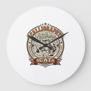 Relógio Grande Caligrafia Letreiro Gato Caligrafia Letreiro Ca
