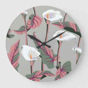 Relógio Grande Calla Exótica: Vintage Floral Sem Semente