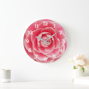 Relógio Grande Camélia Rosa Floral