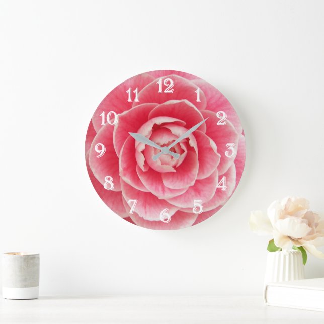 Relógio Grande Camélia Rosa Floral (Lar)