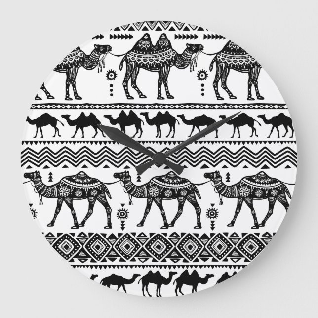 Relógio Grande Camelos decorativos Design de padrão sem costura (Frente)