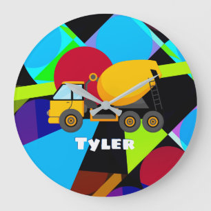 Relógio Grande Caminhão de Cimento Amarelo, Formas Geométricas No