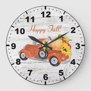 Relógio Grande Caminhão Laranja De Vintagem Rústica Com Pumpkin