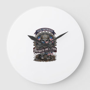 Relógio Grande Caminhão Monstro Patriótico 1776 Crânio Off Road C