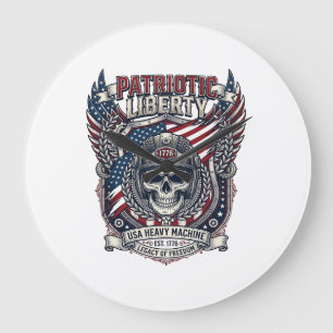 Relógio Grande Caminhão Monstro Patriótico 1776 Crânio Off Road C
