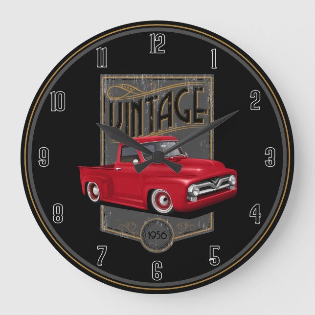 Relógio Grande Caminhão Vintage Red 1956 (Frente)