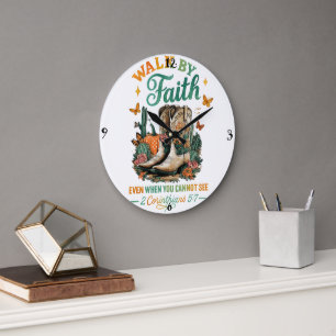 Relógio Grande Caminhe Por Fé...