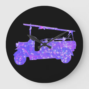 Relógio Grande Caminhões De Incêndio De Vintagem Azul,