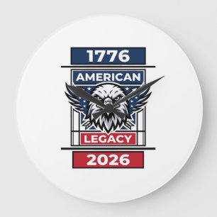 Relógio Grande Camisa Águia Vintage 1776 2026 Tipografia Patrióti