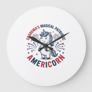 Relógio Grande Camisa Avó Patriota Americorn Unicórnio Design_1