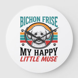 Relógio Grande Camisa Bichon Frise Espírito Vintage Arte de Cacho