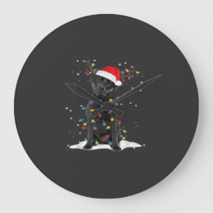Relógio Grande Camisa Black Labrador Xmas Dog Christmas Tree Ligh