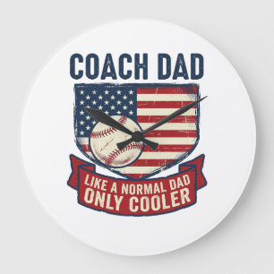 Relógio Grande Camisa Coach Dad Baseball Patriótico Vintage Desig