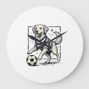 Relógio Grande Camisa com Desenho de Cachorro de Futebol Antigo_1
