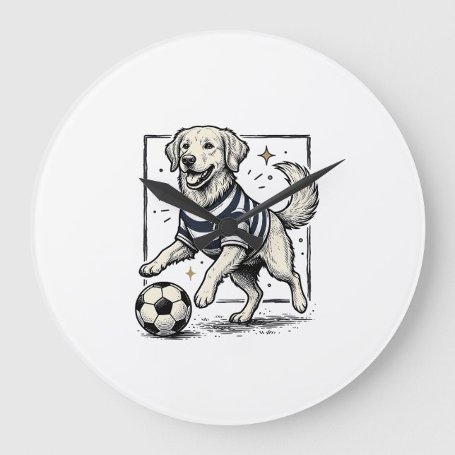 Relógio Grande Camisa com Desenho de Cachorro de Futebol Antigo_1 (Frente)