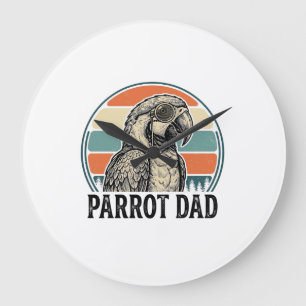 Relógio Grande Camisa com Desenho de Gravura de Papagaio Pai Pôr 