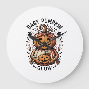 Relógio Grande Camisa de Abóbora de Gravidez Halloween Vintage Ba