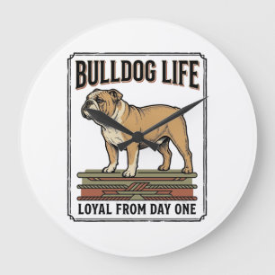 Relógio Grande Camisa de Amante de Bulldog Arte de Cachorro Grava