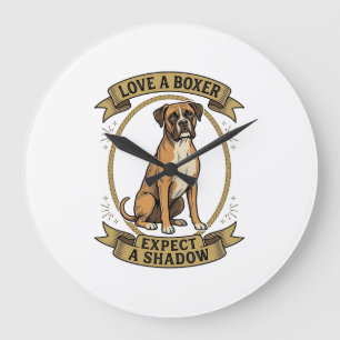 Relógio Grande Camisa de Amante de Cachorro Boxer com Gravação Vi