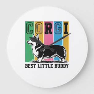 Relógio Grande Camisa de Amor Corgi Silhueta de Cachorro com Grav
