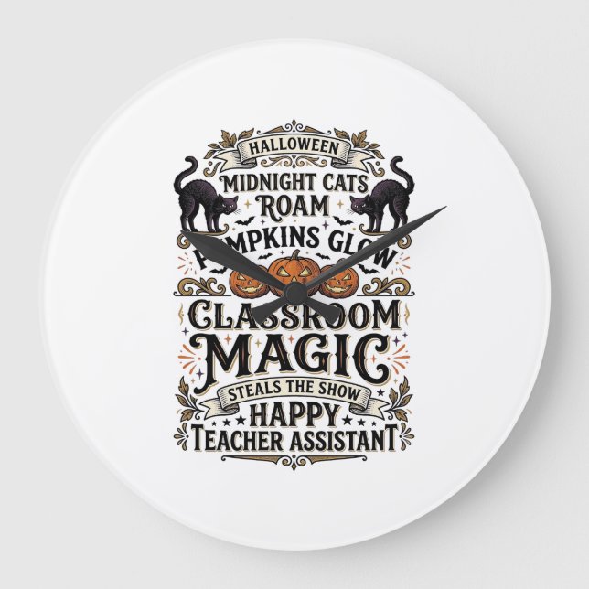 Relógio Grande Camisa de Assistente de Professor de Halloween com (Frente)