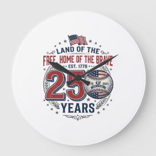 Relógio Grande Camisa de beisebol patriota 250 anos de design vin