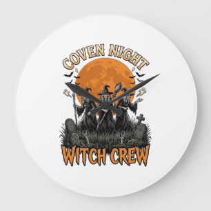 Relógio Grande Camisa de Bruxa de Halloween Gravura Vintage Coven