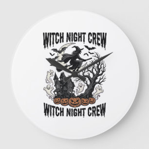 Relógio Grande Camisa de Bruxa Vintage Noite do Halloween Gráfico