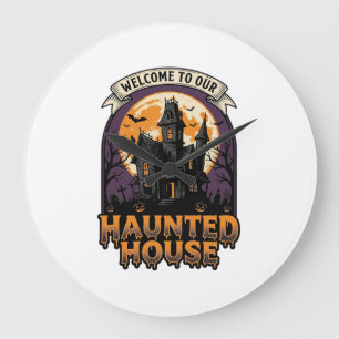 Relógio Grande Camisa de Casa Assombrada Vintage Halloween Bem-vi