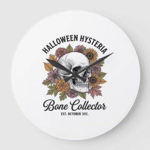 Relógio Grande Camisa de Colecionador de Crânio de Halloween Vint