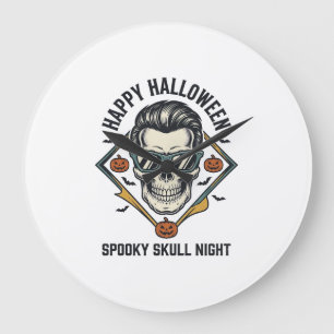 Relógio Grande Camisa de Crânio de Halloween Gravura Vintage Gráf