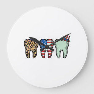 Relógio Grande Camisa de Dentista Patriota Dente Leopardo Vintage