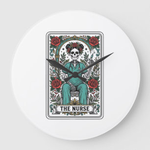 Relógio Grande Camisa de desenho de carta de tarot de enfermeira