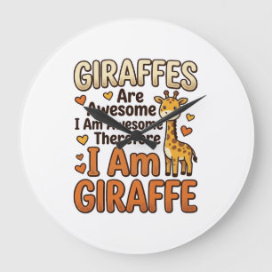 Relógio Grande Camisa de Desenho de Girafa Engraçada Vintage para