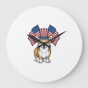Relógio Grande Camisa de desenho de gravação vintage de Corgi Pat