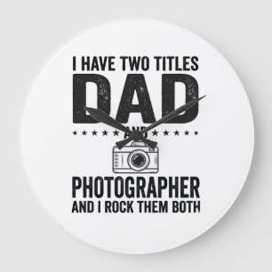 Relógio Grande Camisa de desenho de gravura vintage fotógrafo pai