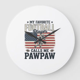Relógio Grande Camisa de Futebol Pawpaw Vintage Bandeira American