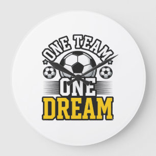 Relógio Grande Camisa de Futebol Vintage One Team One Dream Desig