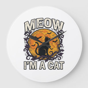 Relógio Grande Camisa de Gato do Halloween Mia Eu Sou Um Gato Vin