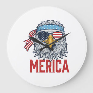 Relógio Grande Camisa de Gravura Vintage Águia Patriótica Merica 