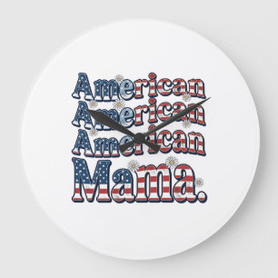 Relógio Grande Camisa de Gravura Vintage Patriótica Mama American